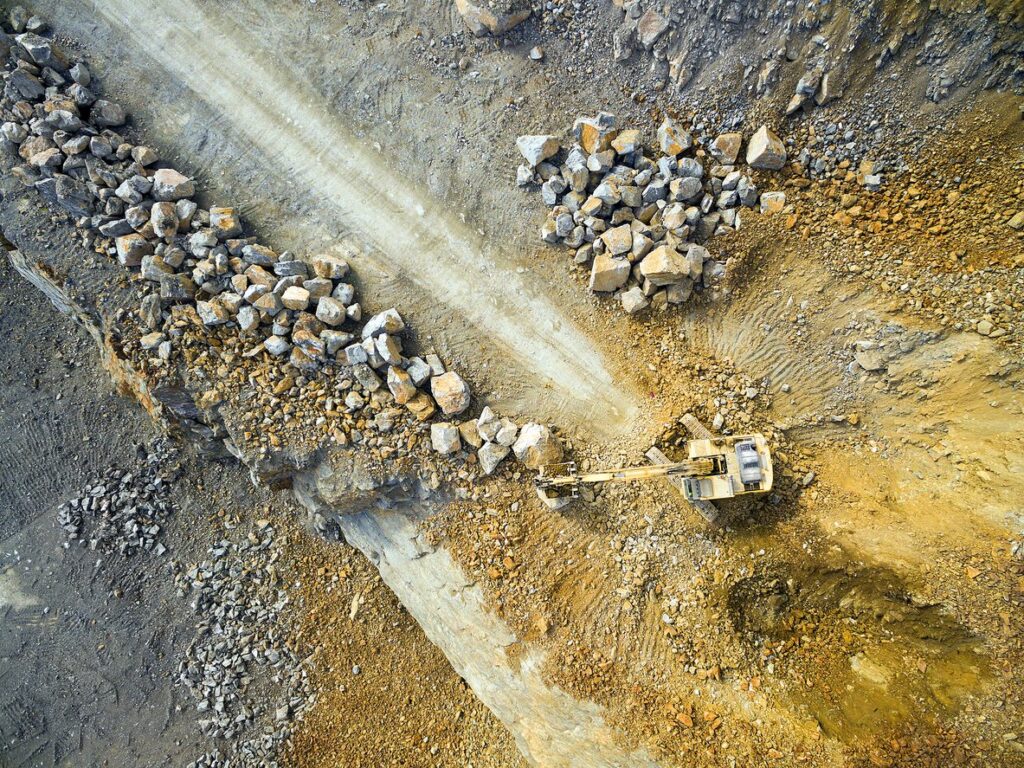 Excavator in the mine.