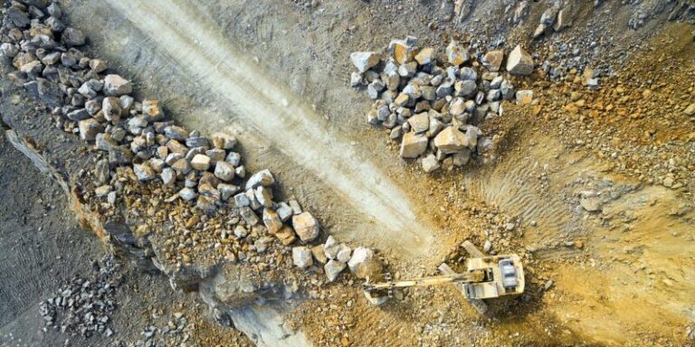 Excavator in the mine.